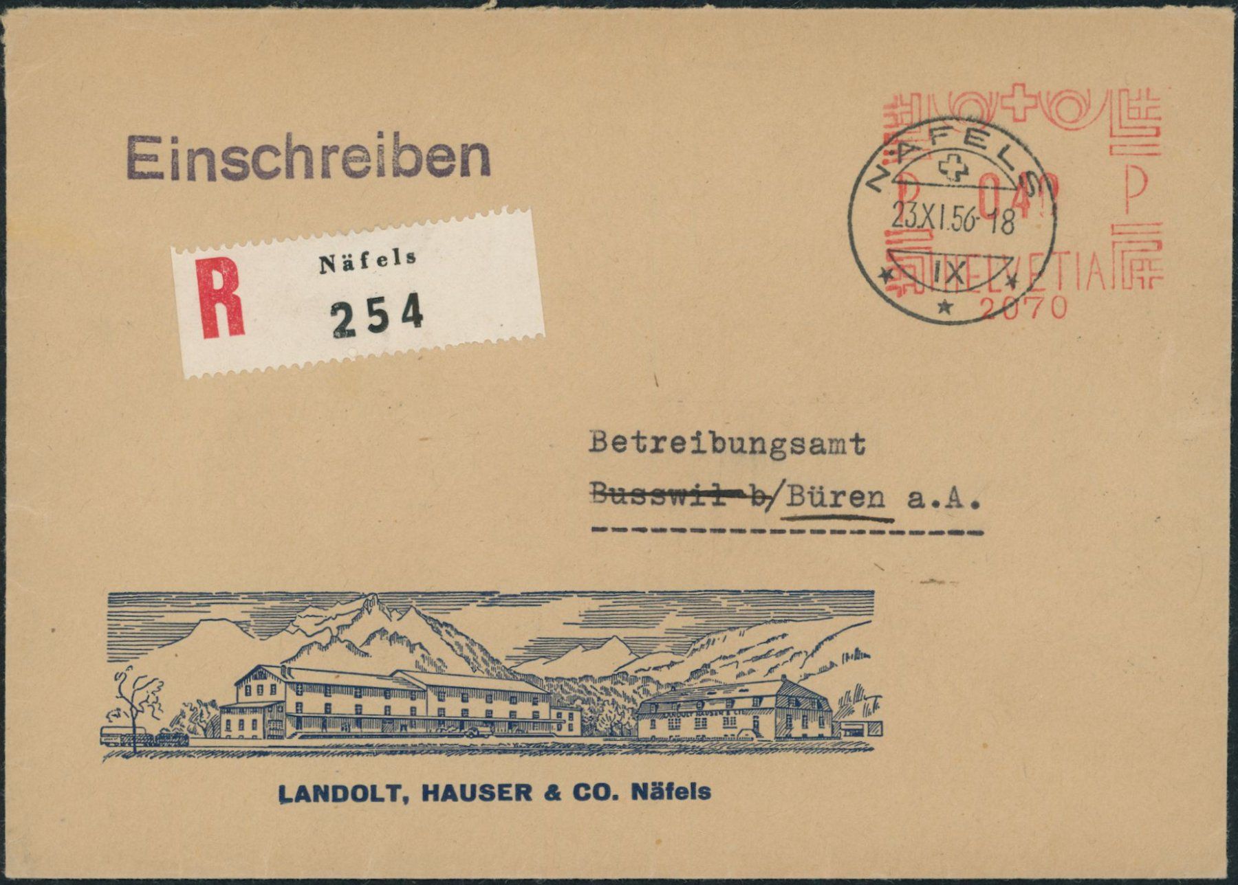 Tutti i francobolli: GL Näfels - Freistempel - Brief – Usato da Schindellegi venduto da leecollect