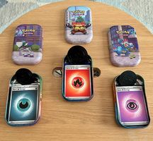 Pokémon Mystery Tin Box XXL 30 Karten Coin Holo RH Ex Sleeve