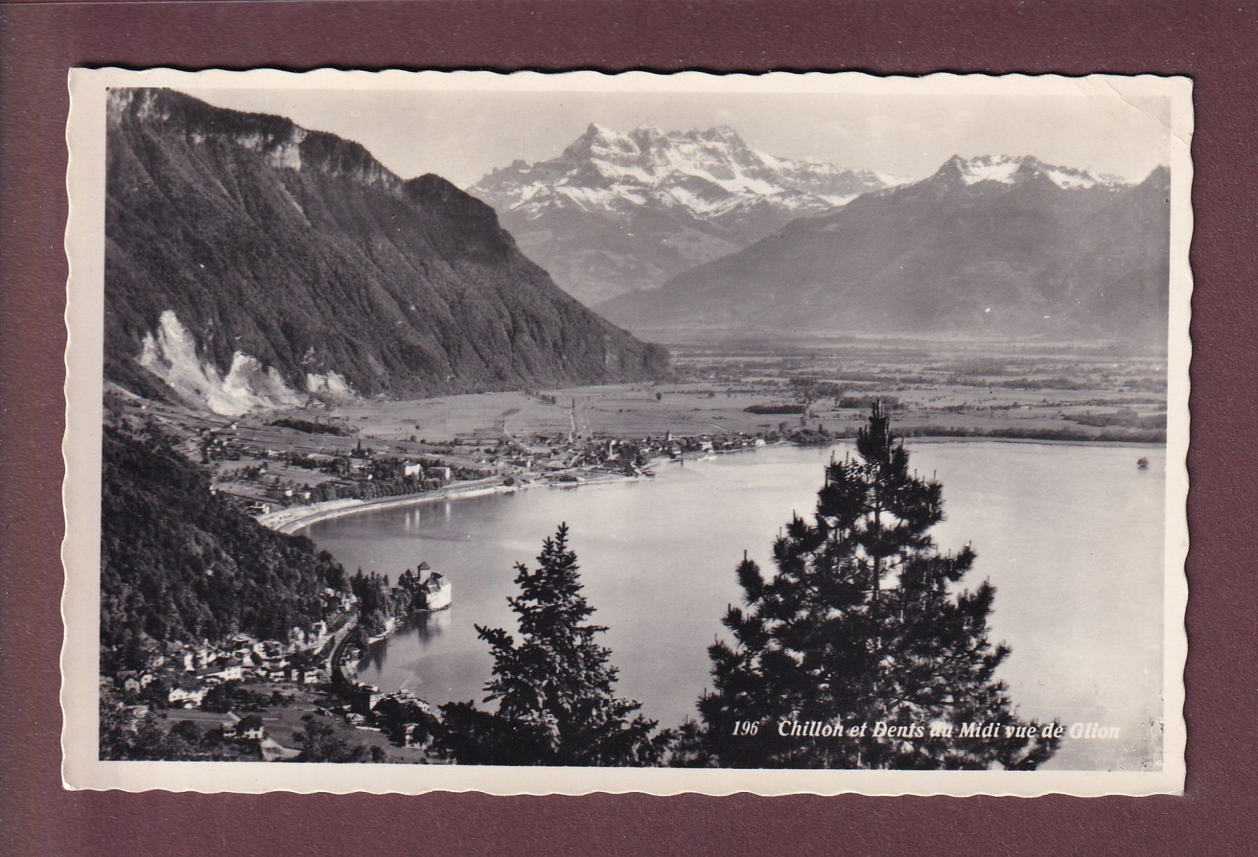 Cartoline postali: CHILLON et Dents du Midi vus de Glion - 1959 – Usato da Pully venduto da nicecards-shop