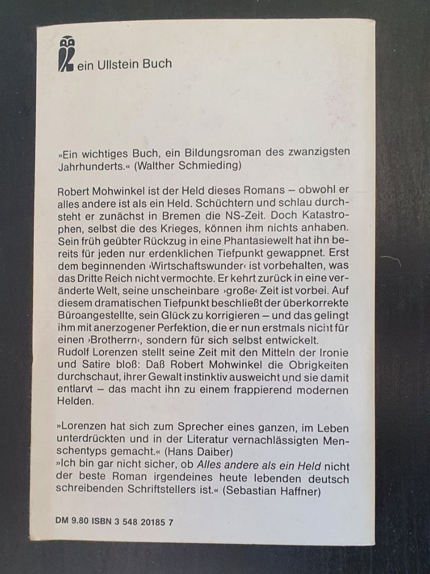 Libri: Alles andere als ein Held (Roman) – Usato da Langnau am Albis venduto da jer_pm72 1