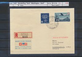 1947 Sonderflug, "Genf - Washington - Genf", R - Brief