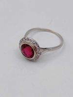 ROTER TURMALIN RING MIT DIAMANTEN IN 750 WEISSGOLD