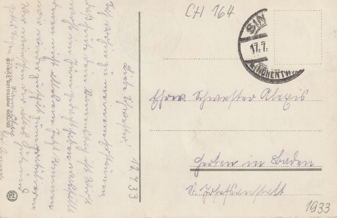 Cartoline postali: CH 164 Schaffhausen - Munot, 1933 – Usato da Freienbach venduto da Bhaltis 1