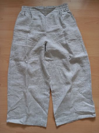 Pantalon ample à carreaux brun/gris et blanc