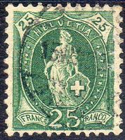 STEHENDE HELVETIA 67D 25RP  GESTEMPELT ERHALT SIEHE SCAN 28