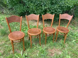 4 chaise Stuhle Thonet antik Bistro ancienne rare