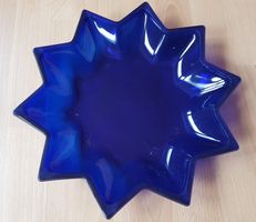 BLAUE GLAS-SCHÜSSEL-TELLER (STERNFORM) FRÜCHTESCHALE