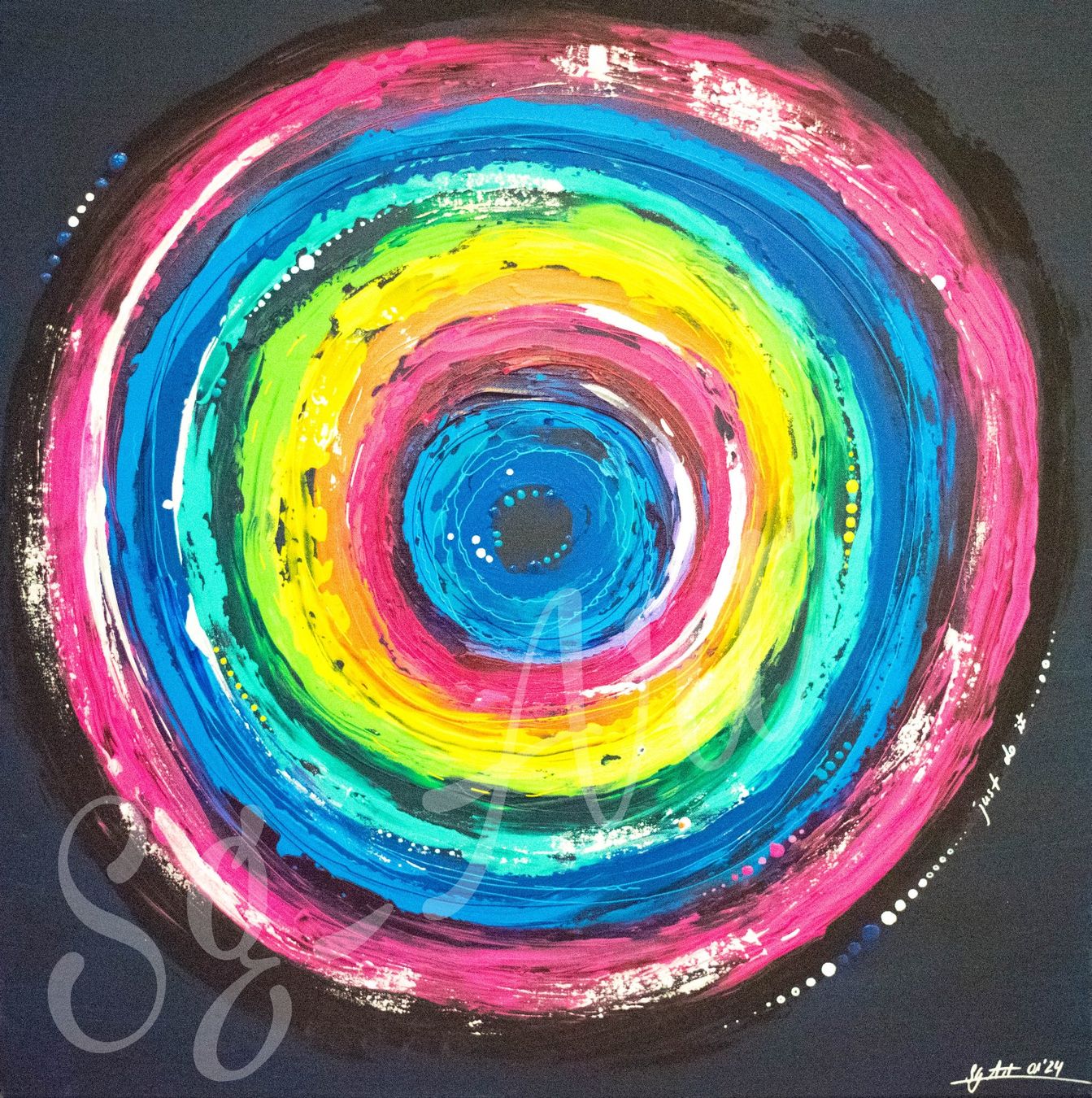 Dipinti: Acrylbild Circle Kreis bunt abstrakt – Nuovo e nell'imballaggio originale da Rheinau venduto da Sussel 1