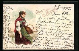 Litho Basel, Frau in Schweizer Tracht