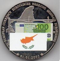 Farb-Medaille, Europäische Wahrung, Zypern 01.01.2002