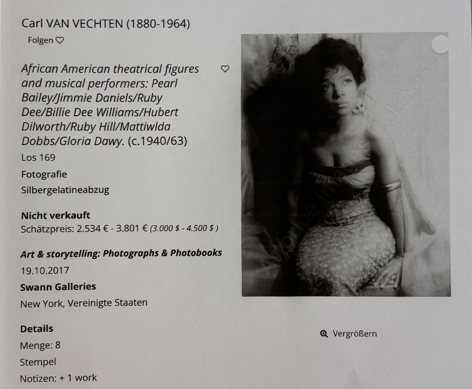 Foto & Immagini: Carl Van Vechten - Ruby Dee, Actress, Bürgerrechtlerin,TOP – Usato da Frauenfeld venduto da Merk52 4