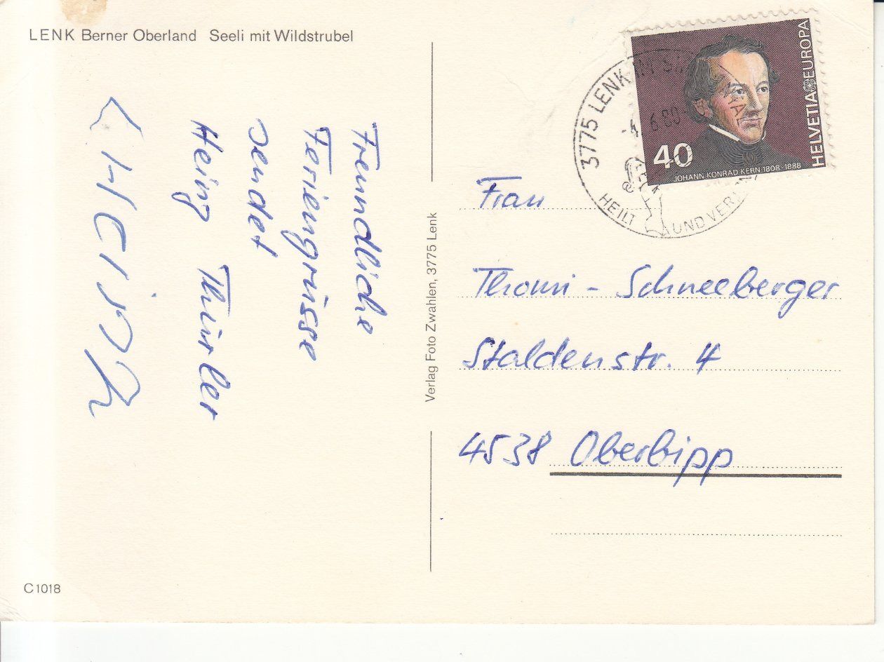 Ansichtskarten: Lenk Seeli 1980 – Gebraucht aus Bürglen TG von StampGraf 1