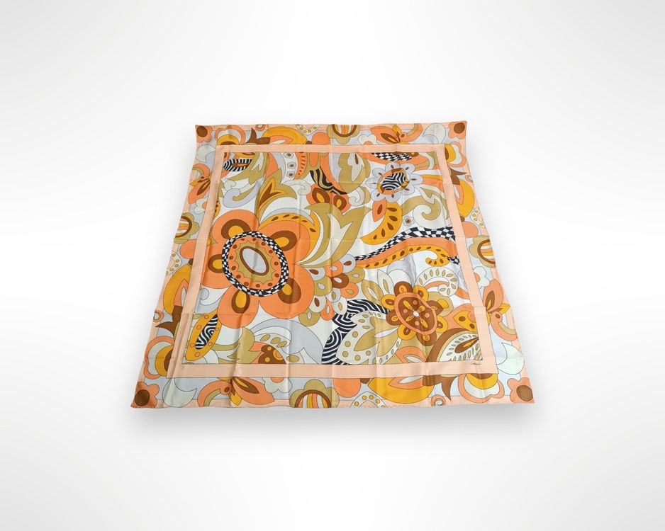 Foulard Carré Codello 100% Soie – Multicolore Motifs Géométriques – Vintage Italie