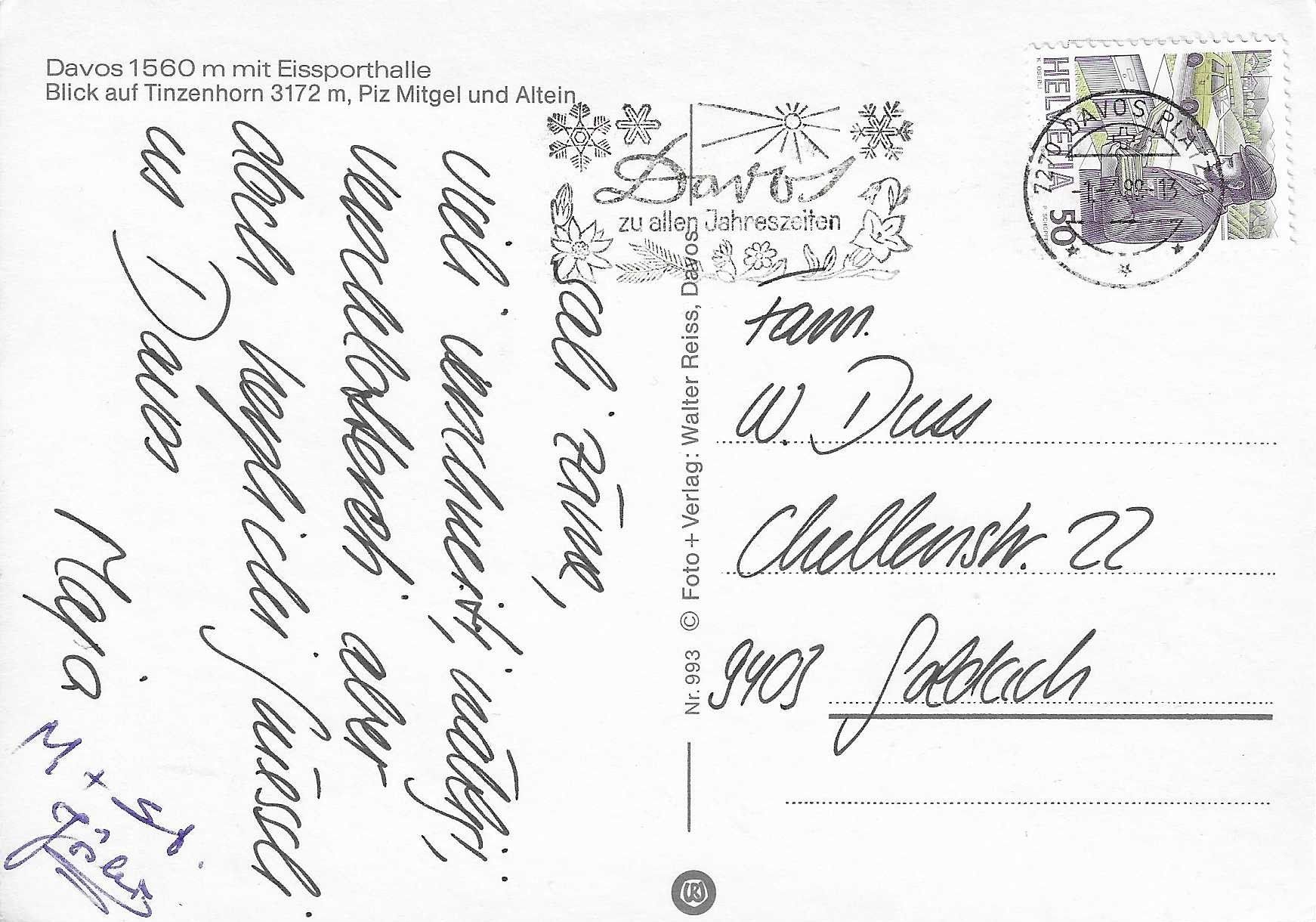 Cartoline postali: Davos mit Eissporthalle GR – Usato da Rothrist venduto da Stranglehold 1
