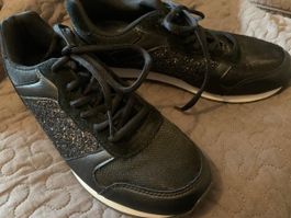 Schwarze Damen Turnschuhe, Grösse 39, Glitzer - Herbst!