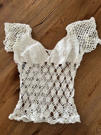 Handmade gehäkeltes Top, weiss, Grösse onesize