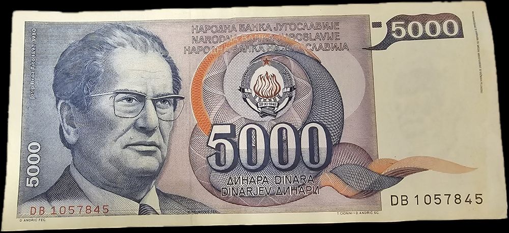 Jugoslawien 5000 Dinara Banknote Von 1985 – Sammlerbanknote Mit Tito Und Stadt Jajce