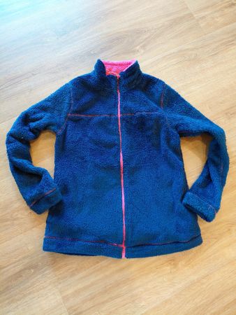Flauschige Fleecejacke in Blau/Pink