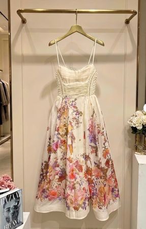 Floral Linen Blend Midi Dress