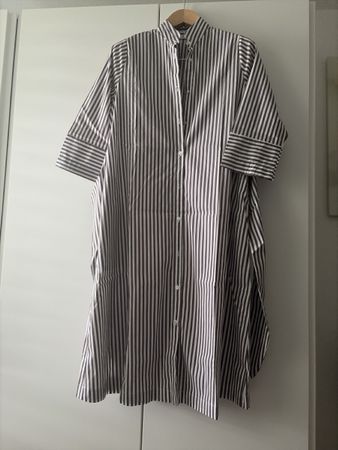 Hemdblusenkleid Whyci Milano gestreift braun weiss neu