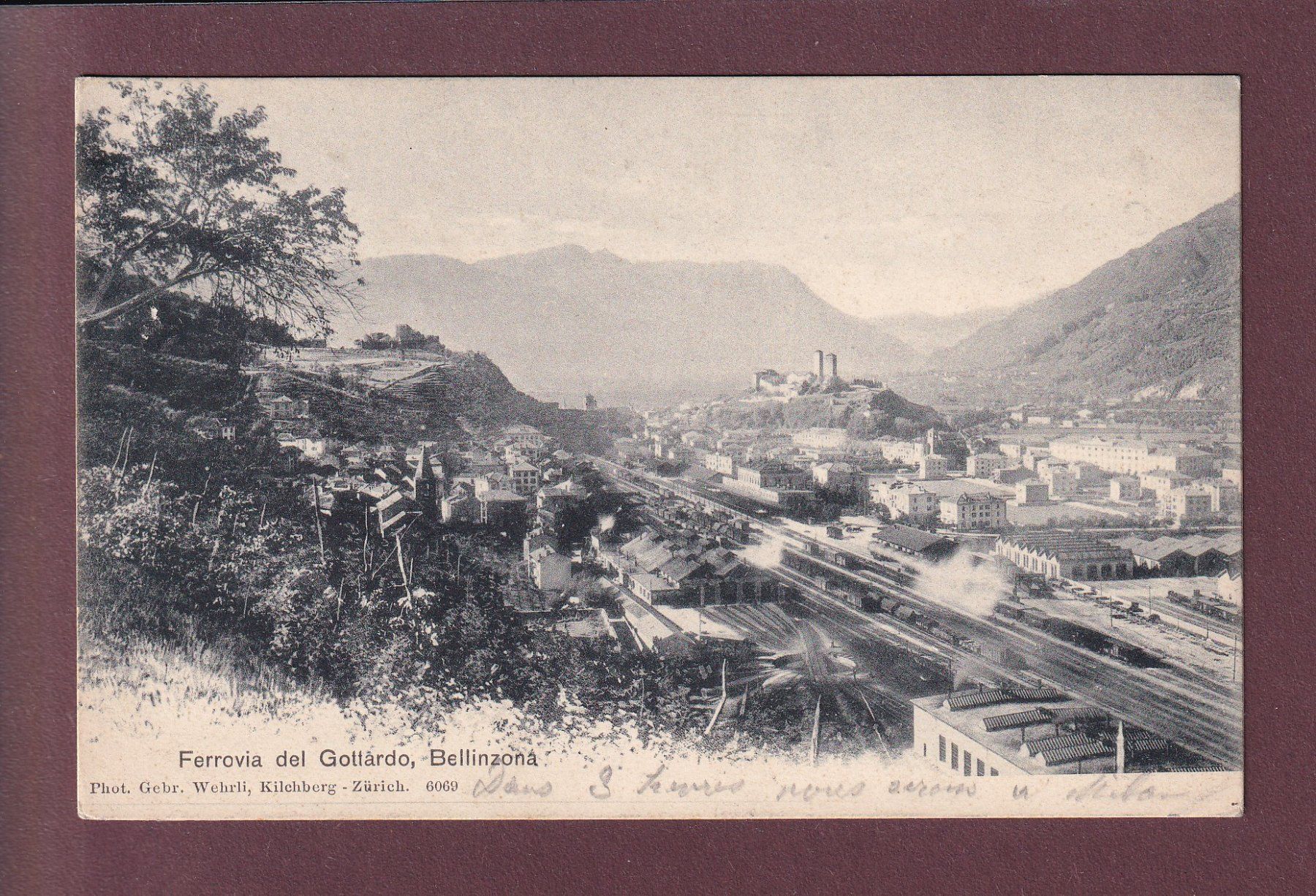 Cartoline postali: BELLINZONA - Stazione - 1902 – Usato da Pully venduto da nicecards