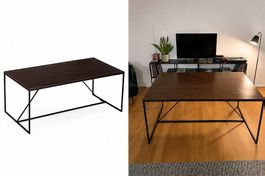 Moderner Esstisch Dunkles Holz & schwarzes Metall