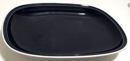 Rössler Schale Servierplatte Porzellan dunkelblau weiss 34cm