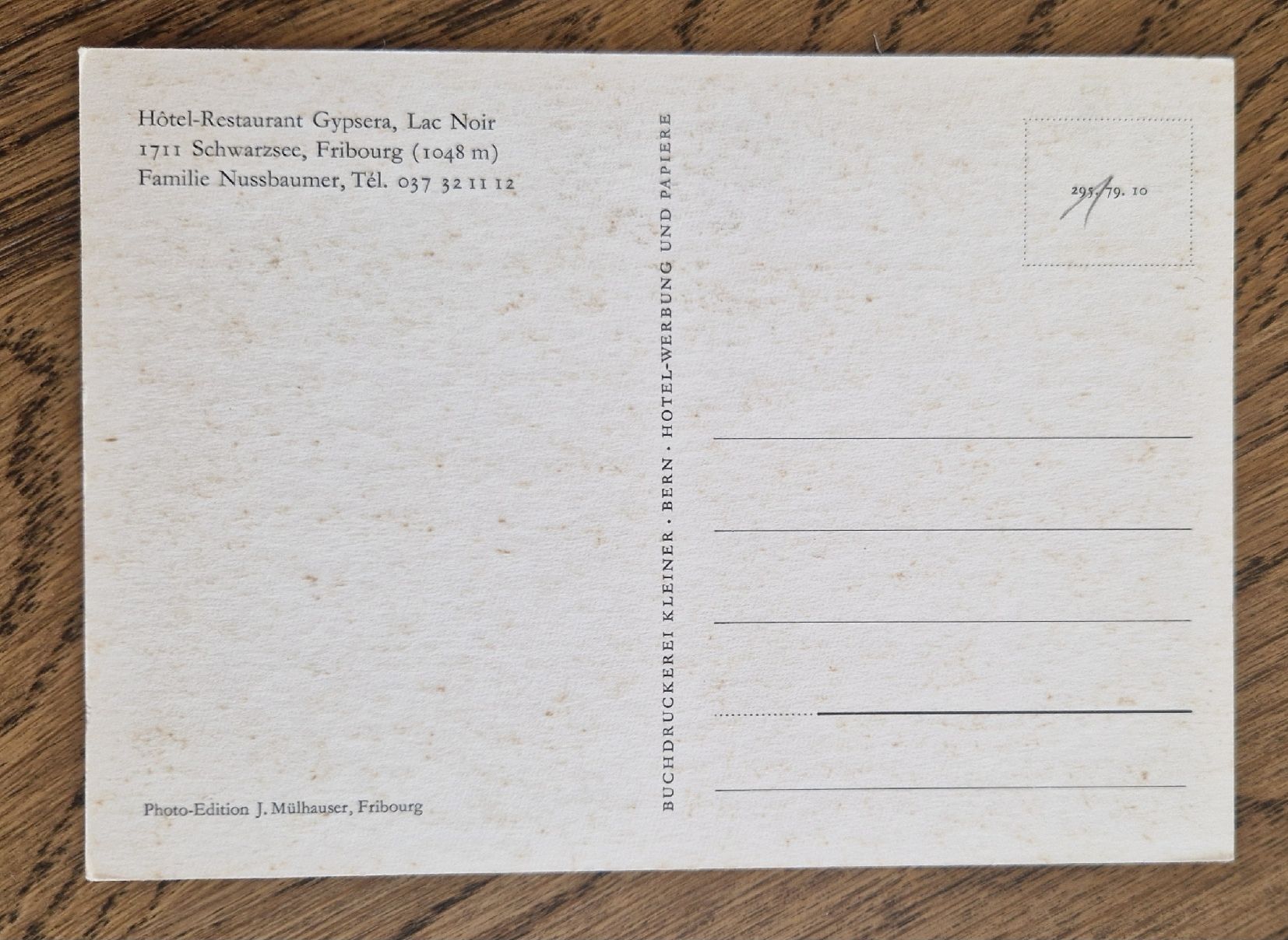 Cartoline postali: Hotel Restaurant Gysera, Schwarzsee – Usato da Ebikon venduto da Donar50 1
