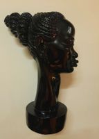 BELLE TÊTE EN CERAMIQUE A GLAÇURE NOIRE DE STYLE ART - DECO