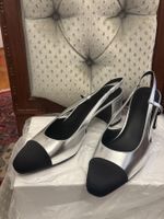 Neue H&M Slingpumps, Silber/Schwarz Gr 41