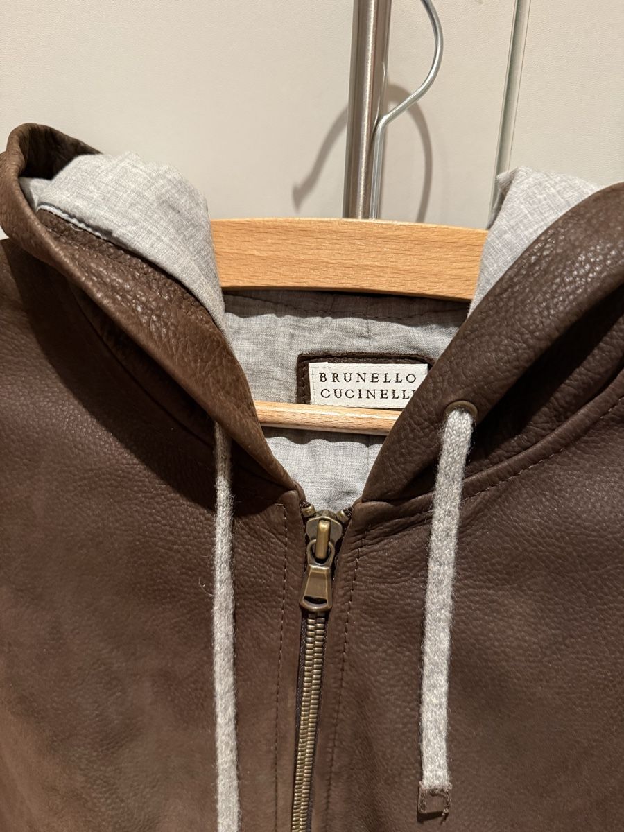 Brunello Cucinelli Vestes: Brunello Cucinelli Leather Bomber Jacket Brown – D'occasion à Genève par SG_73 1