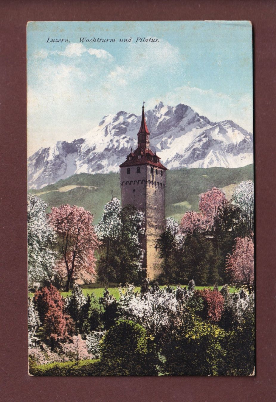 Cartoline postali: LUZERN - Wachtturm - Pilatus - 1916 – Usato da Pully venduto da nicecards