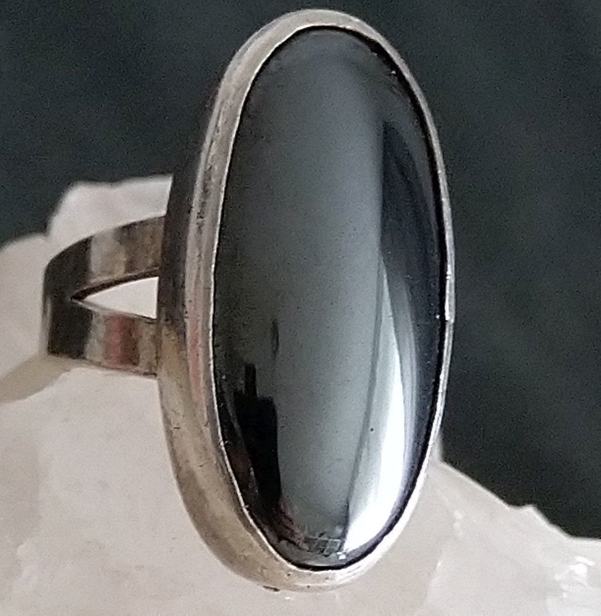 Anelli: RING MIT GROSSEM HÄMATIT IN 925 SILBER – Usato da Romanshorn venduto da Glitzer-Paradies 5