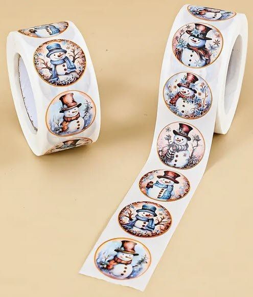Sticker: 100 Stück wunderschöne Schneemann Sticker, Durchmesser 2.5cm – Nuovo e nell'imballaggio originale da Zollikofen venduto da Blackie 3