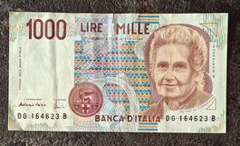 1000 Lire Banknote Italien Maria Montessori 1990 
