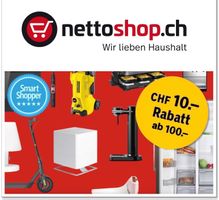CHF 10.– NETTOSHOP Gutschein ab 100.–