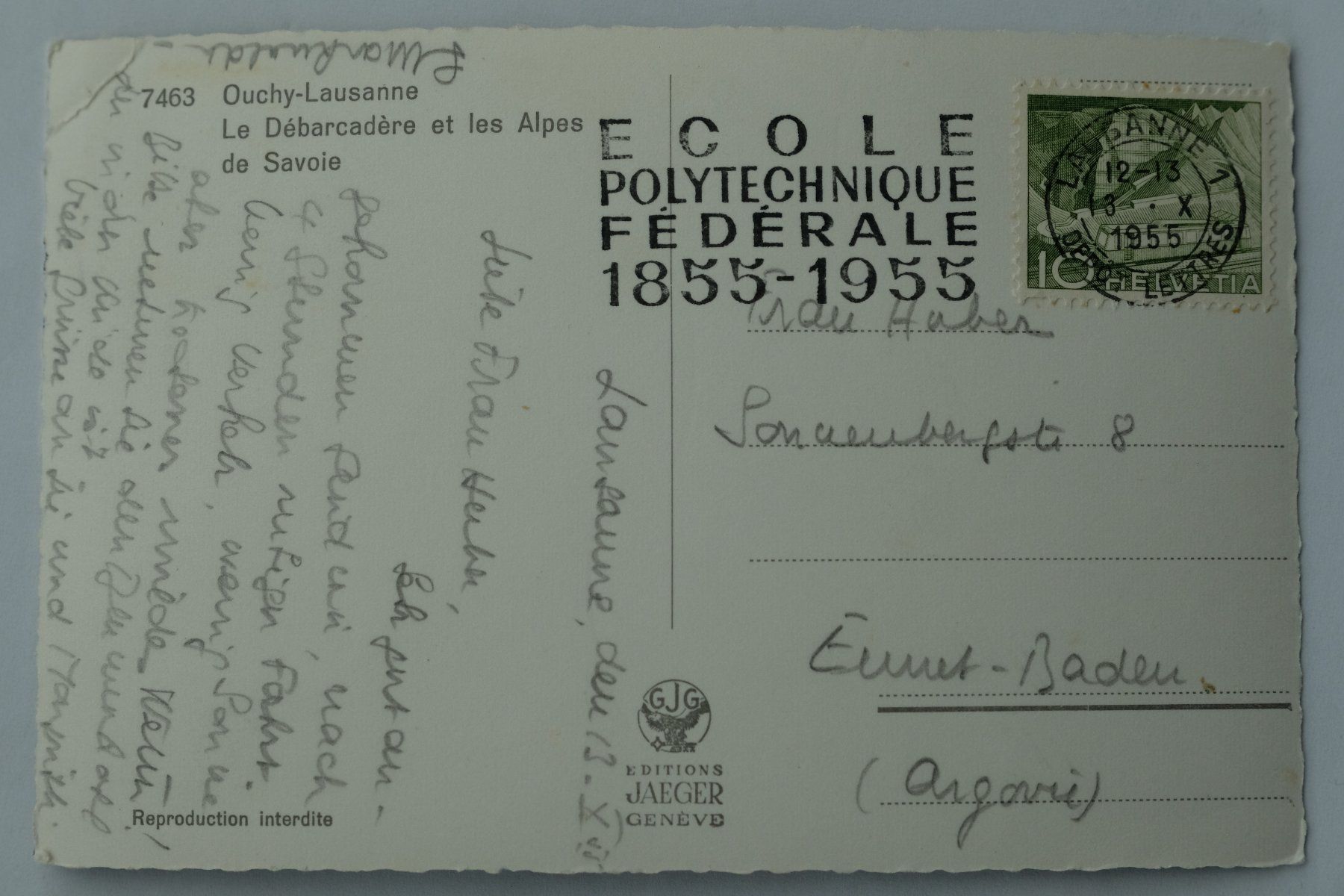 Cartoline postali: Ansichtskarte Lausanne-Ouchy 1955 – Usato da Ehrendingen venduto da nicoro50 1