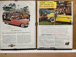 Alte Autowerbung aus den USA - CHEVROLET Bel Air & HERTZ