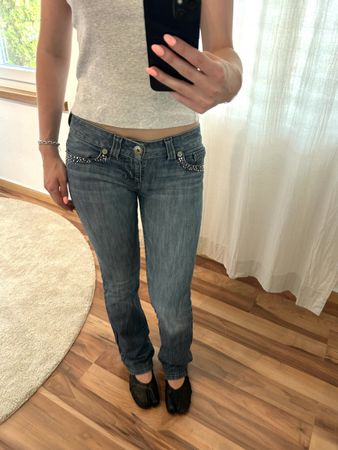 cute vintage guess jeans with rhinestones blue 