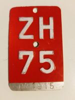 Velonummer ZH 75 plaque Velo