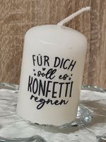 MITBRINGSEL, kleine Beschriftete Kerze, 5.5 x Ø 4 cm