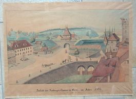 Bern Aarberger Tor Lithographie von Staufer