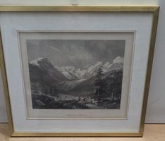 Antiker Stich Morteratsch-Gletscher C. Huber Zürich