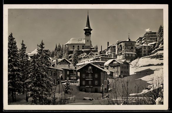 Cartoline postali: AK Arosa, Evangelische Kirche – Usato da Berlin venduto da bartko-reher