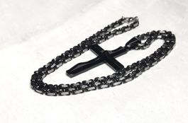Kette + Kreuzanhänger,Kreuzhalskette für Männer oder Unisex.