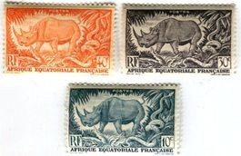 Briefmarken "Nashörner". Französisch-Äquatorialafrika