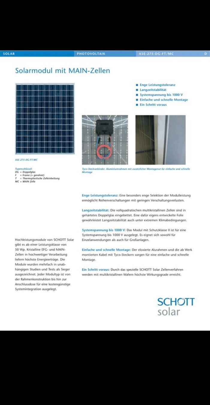 Dispositivi a energia solare: Solarmodul SCHOTT Solar 274W – Nuovo (secondo la descrizione) da Laupen ZH venduto da till_laupen 1