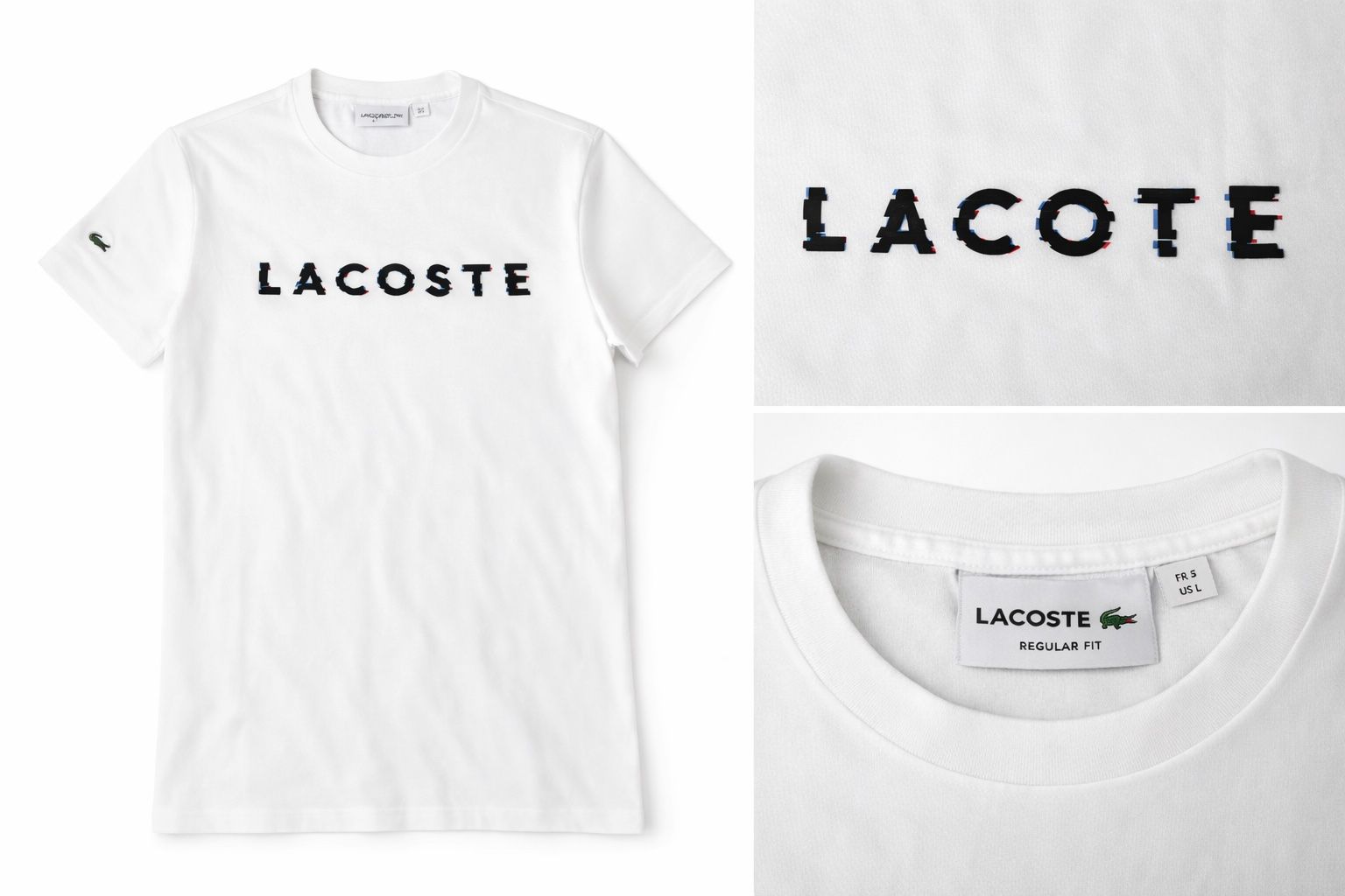 Lacoste T-shirt: Lacoste T-Shirt Weiss mit Statement-Logo - Large – Nuovo (secondo la descrizione) da Zürich venduto da Matz2001