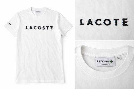 Lacoste T-Shirt Weiss mit Statement-Logo - Large