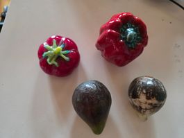 4 Dekoration Früchte Gemüse aus Stein